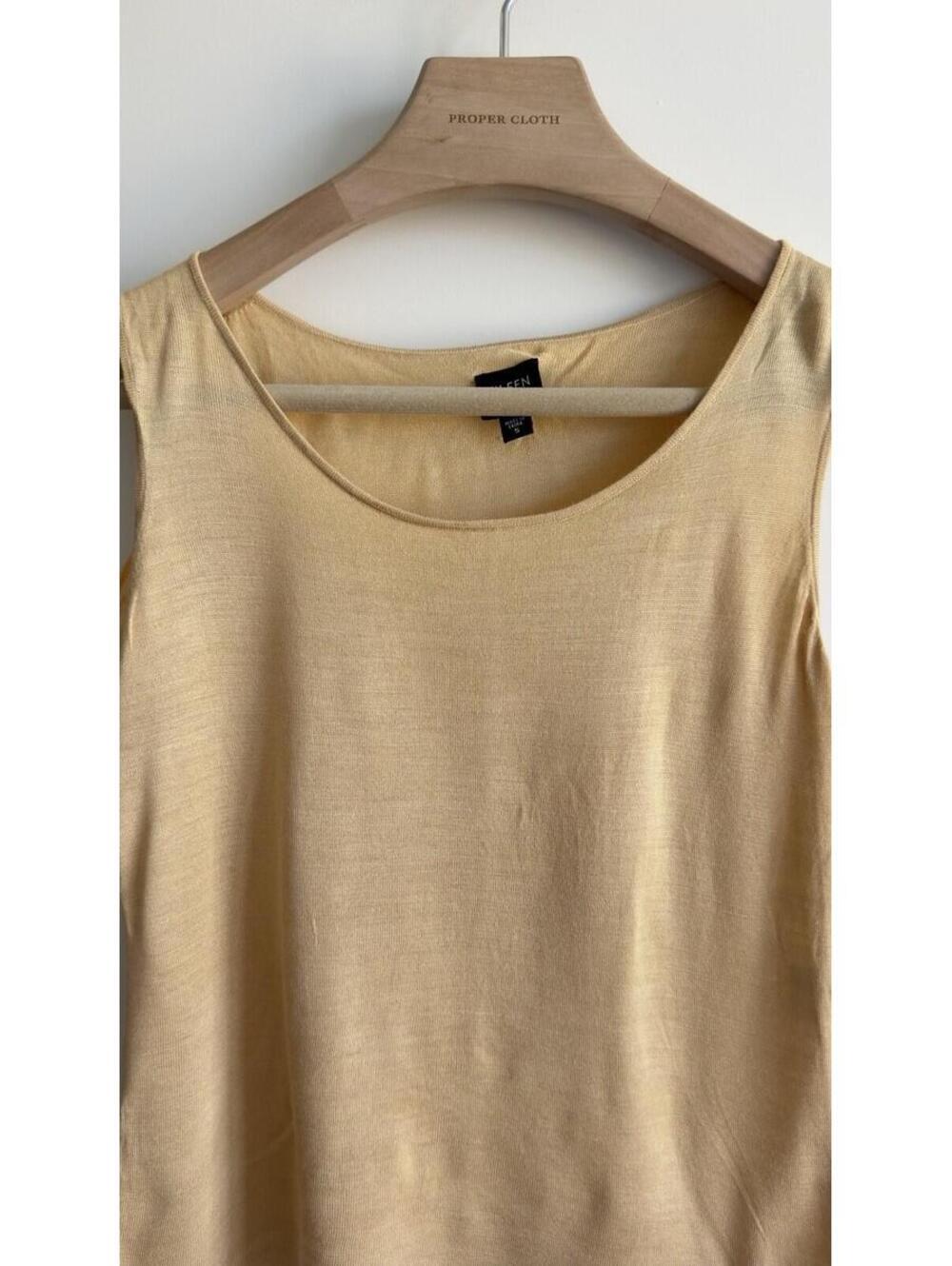 Eileen Fisher 100% Silk Knit Tank Top Yellow Sleeveless Scoop Neck Size S - Picture 6 of 7